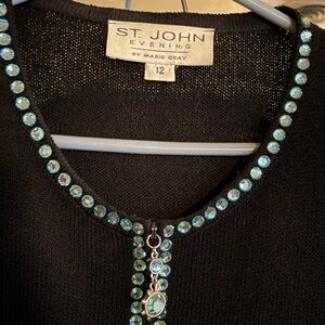 St. John Evening Black suit with Blue Embellishments.